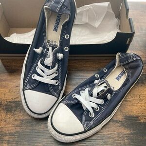 Converse Womens Chuck Taylor All Star Shoreline 7 Navy Slip On Sneakers Shoes